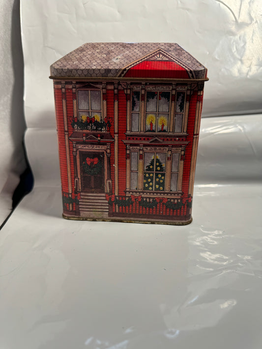 The Tinsmith's Craft Tin Red House Christmas Holiday design Vintage