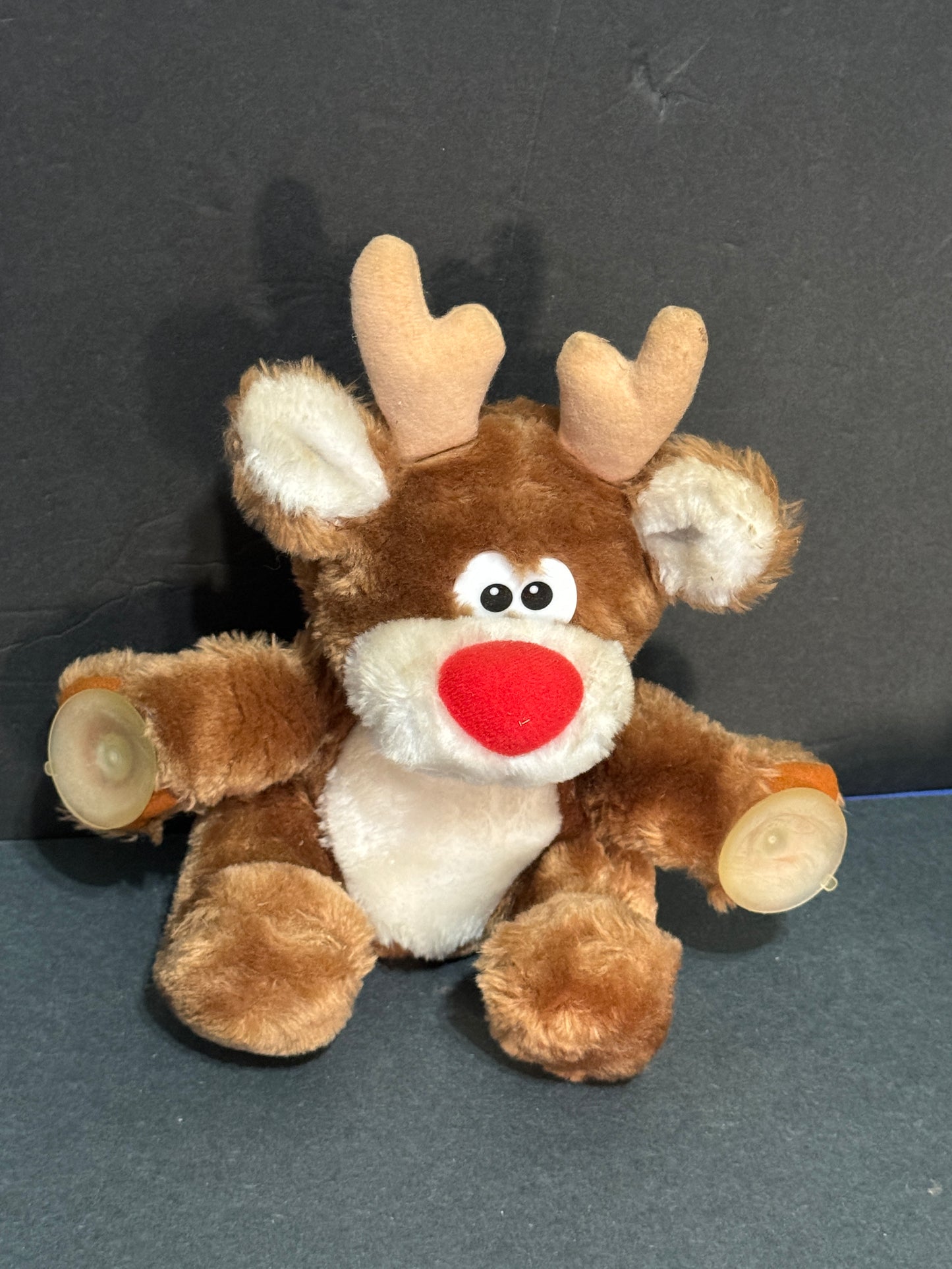 Rolly Red Nosed Reindeer Plush Russ Berrie Animal Suction Cups 7693 7"