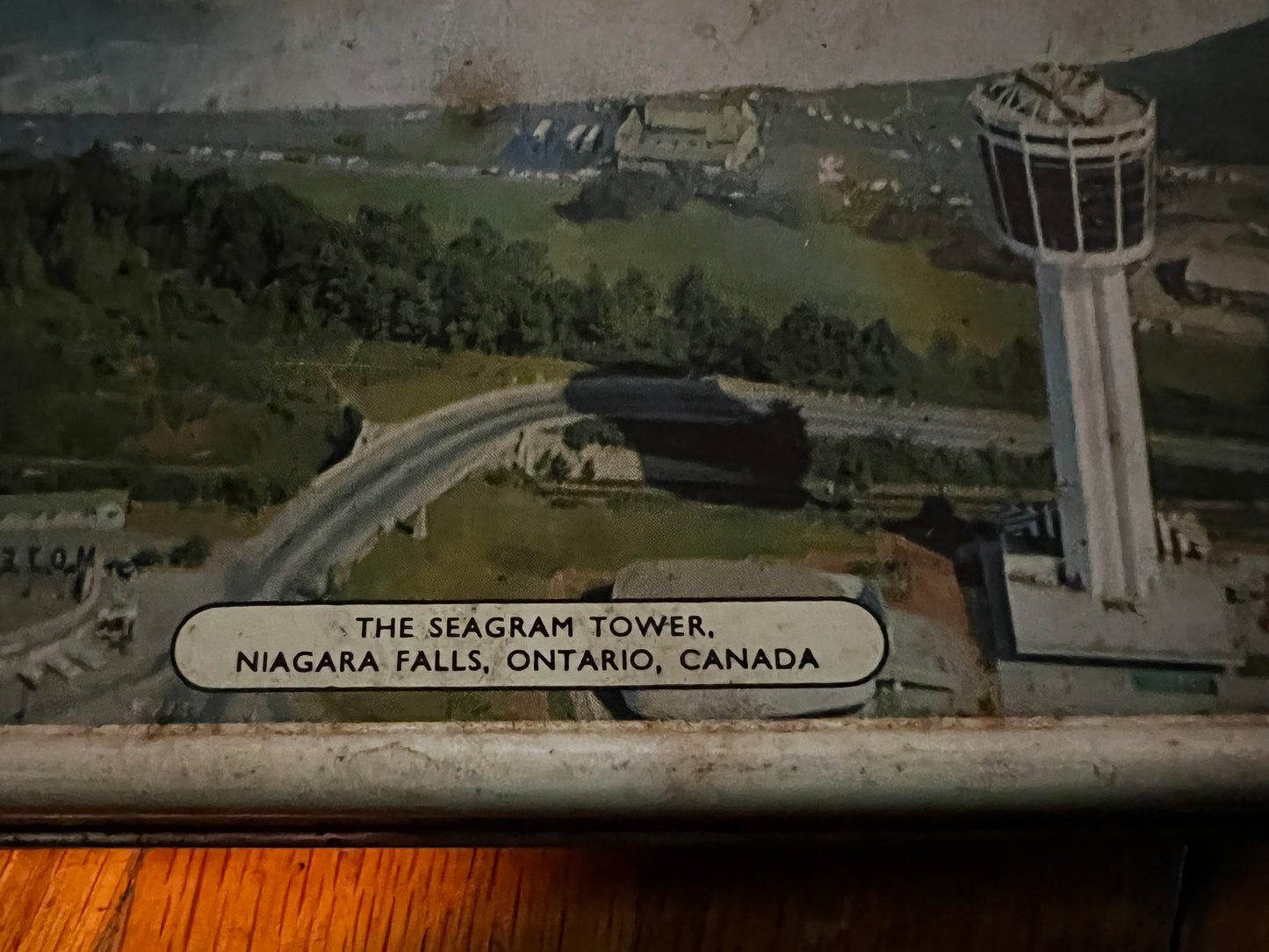 Riley’s Toffee Empty Tin Made England Seagram Tower Niagara Falls Vintage 1960’s