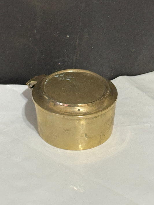 Round Bronze Trinket Box with Lid - VINTAGE