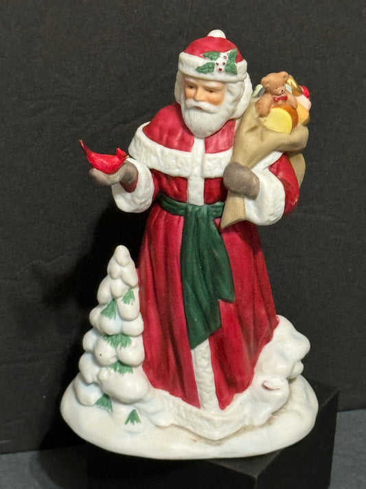 Father Christmas Santa Claus with Cardinal Porcelain 1994 Avon - Vintage