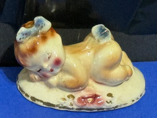 Sleeping Baby with Butterfly Figurine - Japan - Rare Vintage