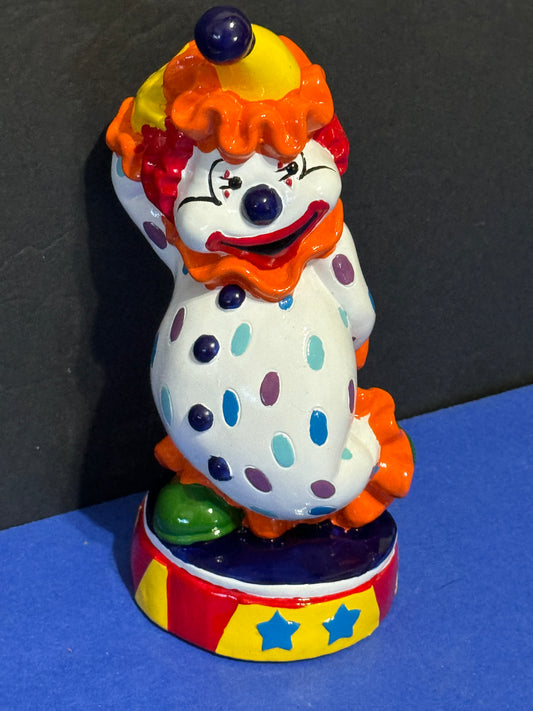 Smiling Circus Clown Coin Bank Made In Taiwan Hard Plastic 8” w/Plug