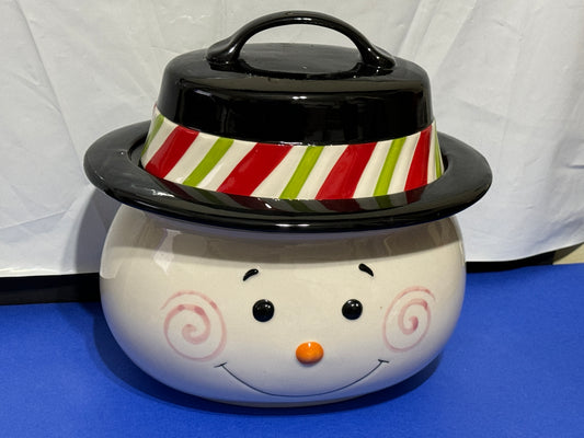 Snowman Top Hat Stone Pot 4 Quarts #93448- Celebrating Home - VINTAGE