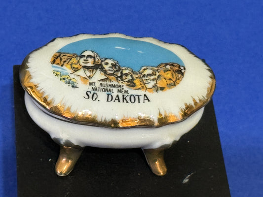 South Dakota Mt. Rushmore Porcelain Trinket Box - Vintage