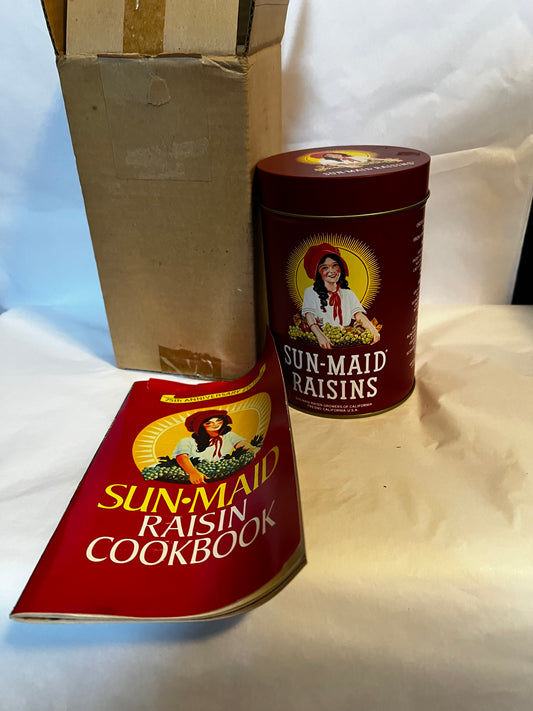 Sun-Maid Raisins Collectible Metal Vintage Tin Red Recipe