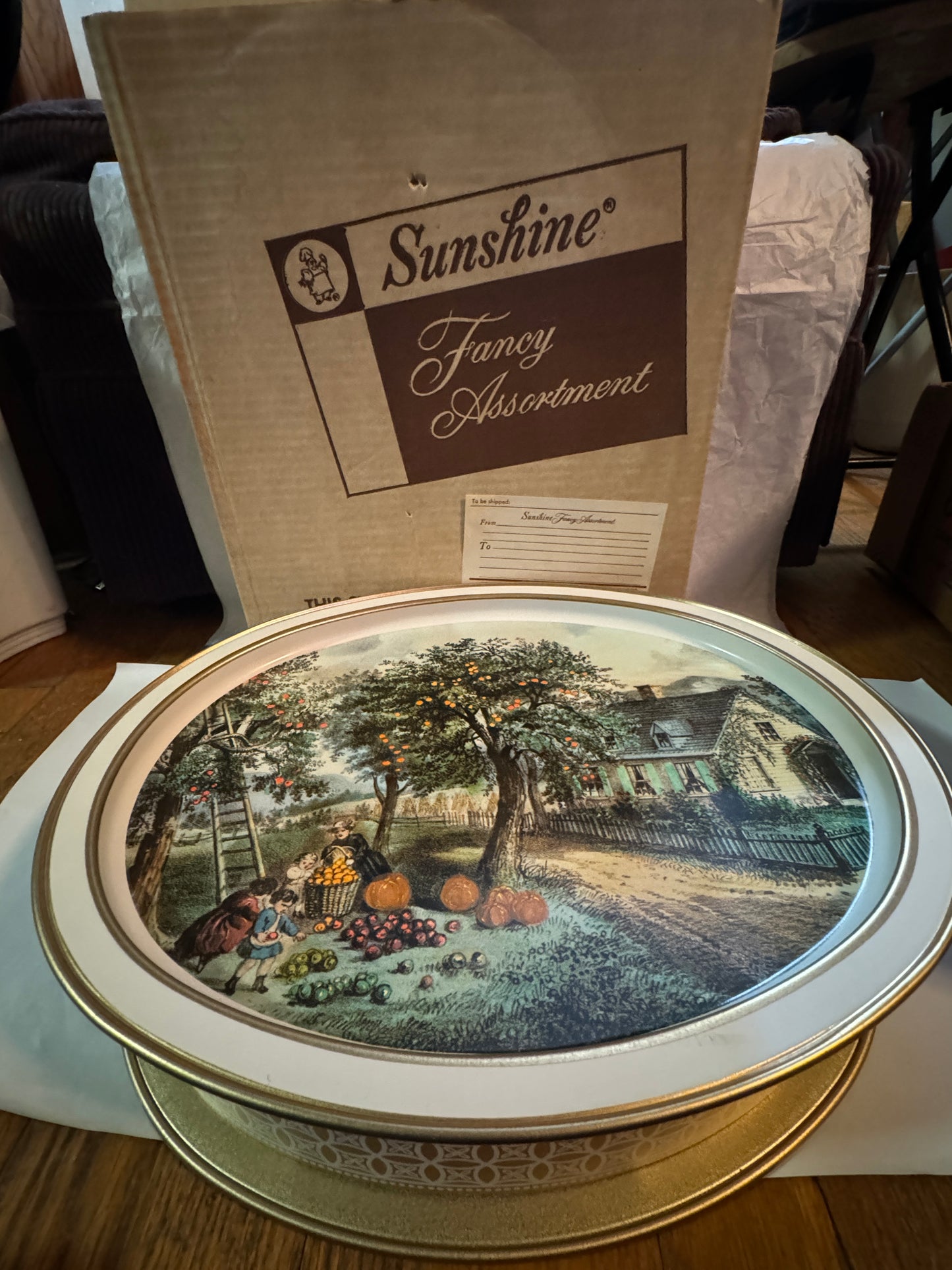 American Homestead - Spring 1869 Sunshine Oval Tin Vintage NEW