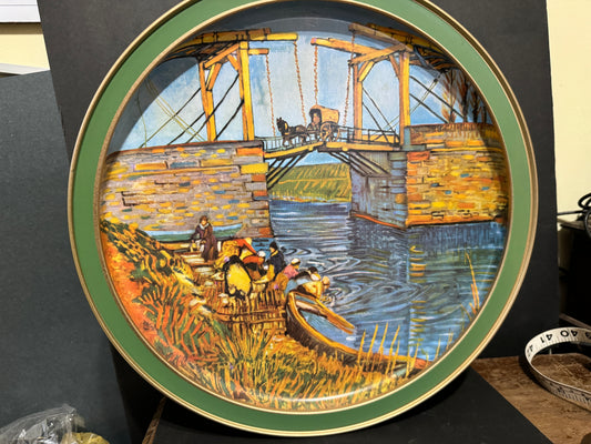 Sunshine Biscuits Round Tray and Tin Van Gogh Prints - VINTAGE