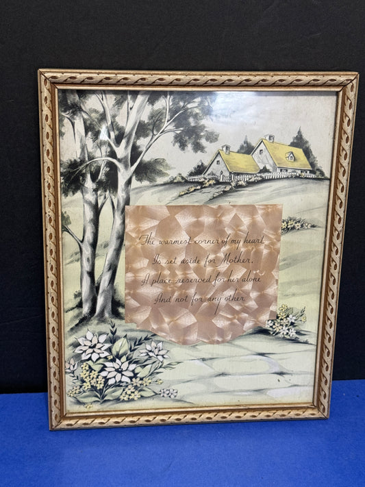 The Warmest Corner Mother print poems Framed - Vintage Antique