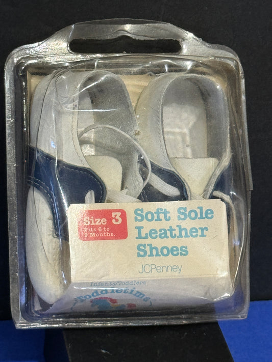 JC Penney Soft Sole Leather Shoes Size 3 Toddletime - Vintage