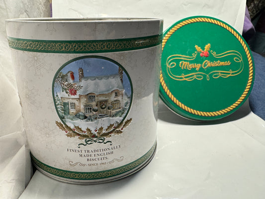 Traditional English Biscuit Merry Christmas Tin - Vintage