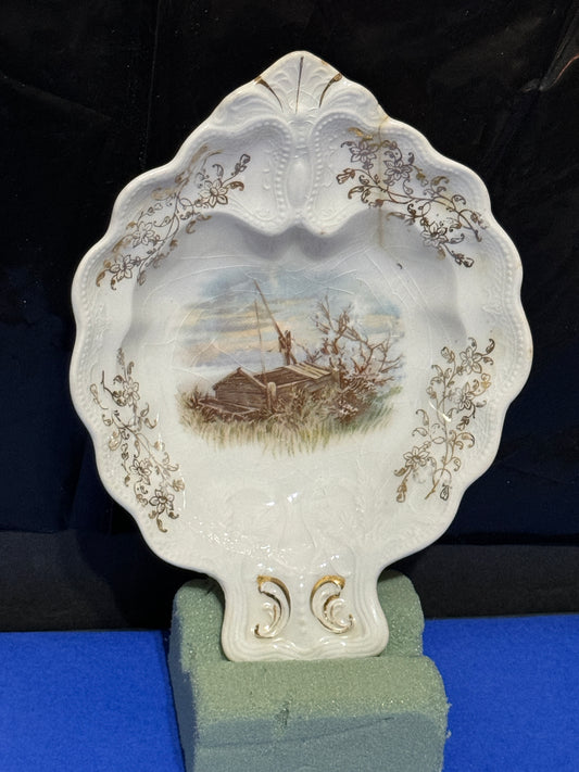 Trinket Tray Hand Painted Lake Scene - Royal Majolica by Minton & Co. - VINTAGE