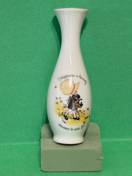 Holly Hobbie Happiness is Having ... Porcelain Vase - 70s Vintage