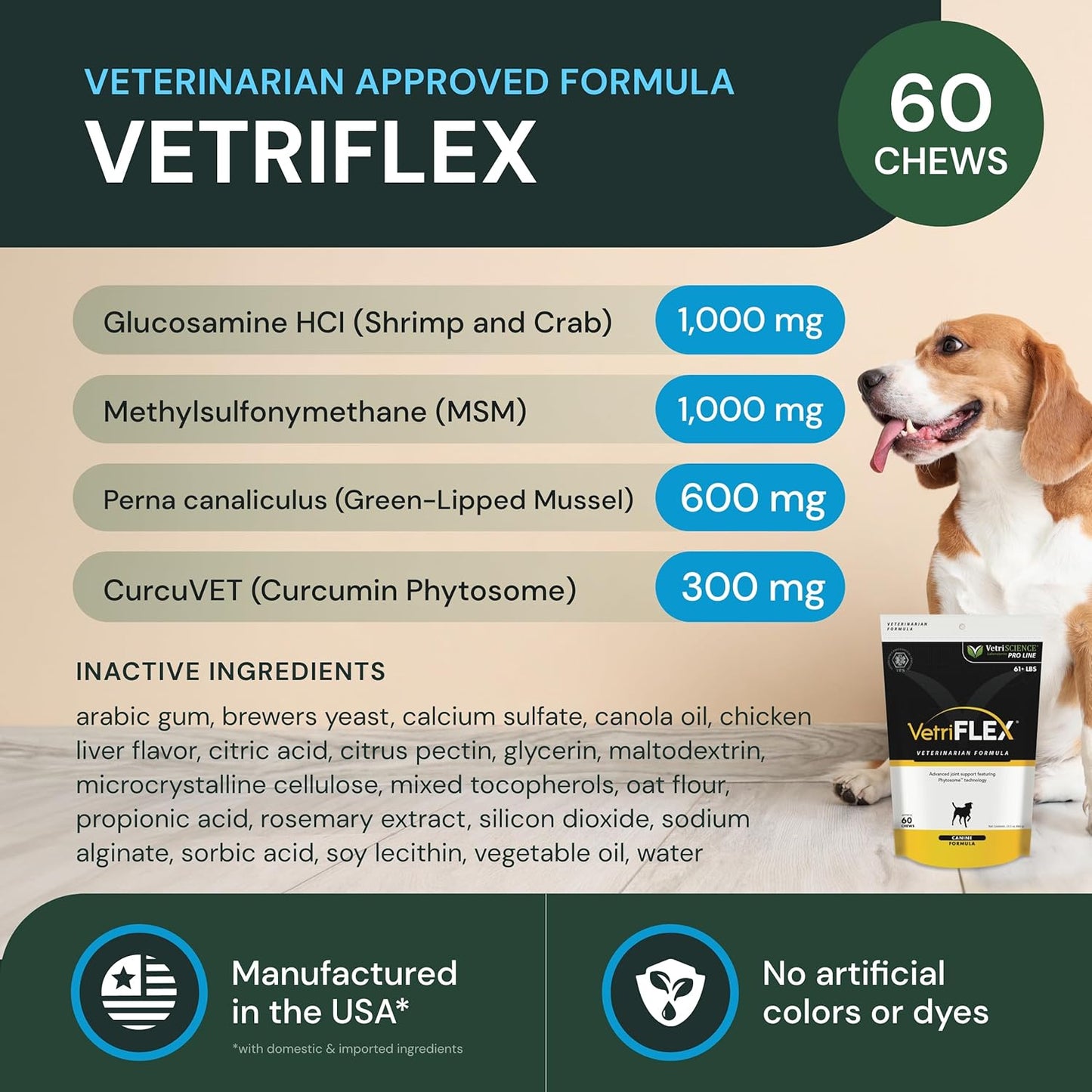 VetriScience VetriFlex 61+lbs 1/1 count 60 chews