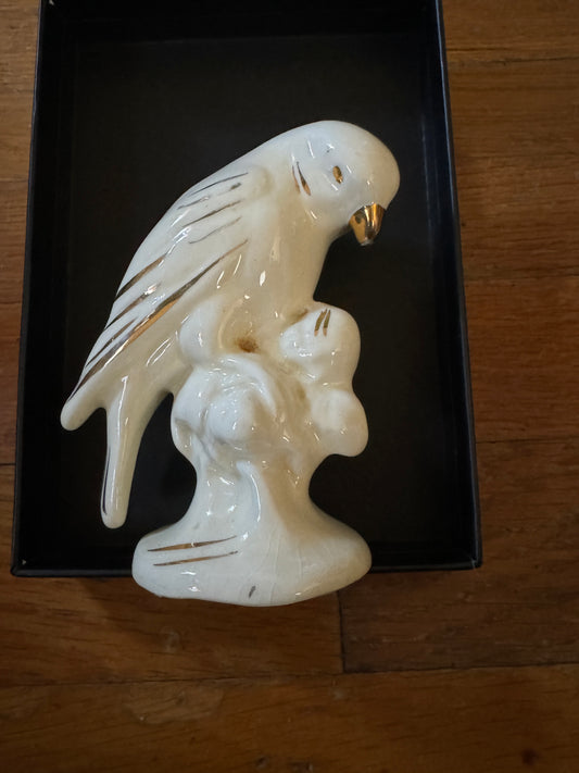 White Bird with Gold Accents Fine Bone China Vintage