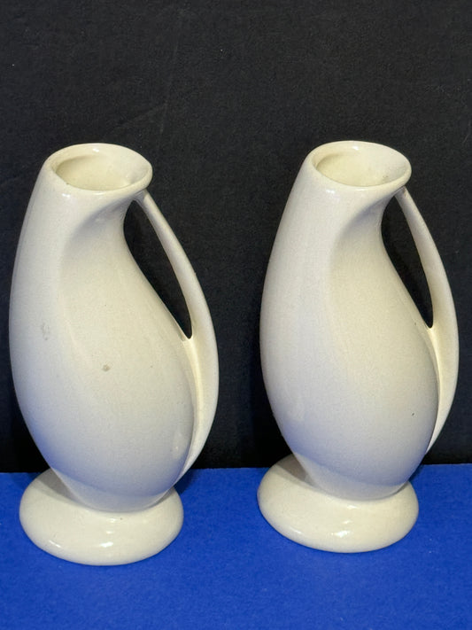 White Ceramic Bud Vase (set of 2) - VINTAGE