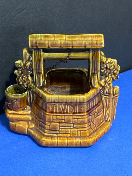 Wishing Well Planter Brown McCoy USA - Vintage