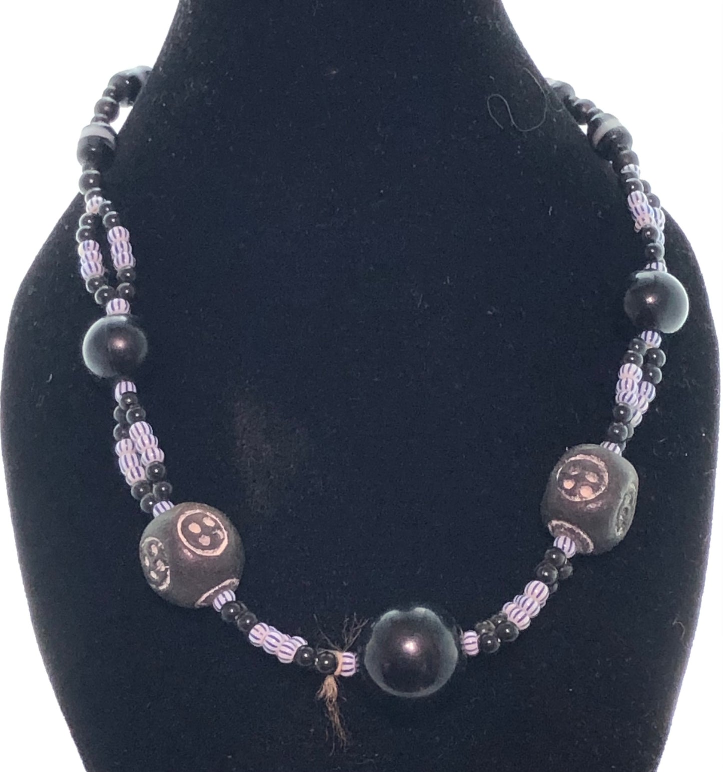 Beaded Necklace with hand-carved beads