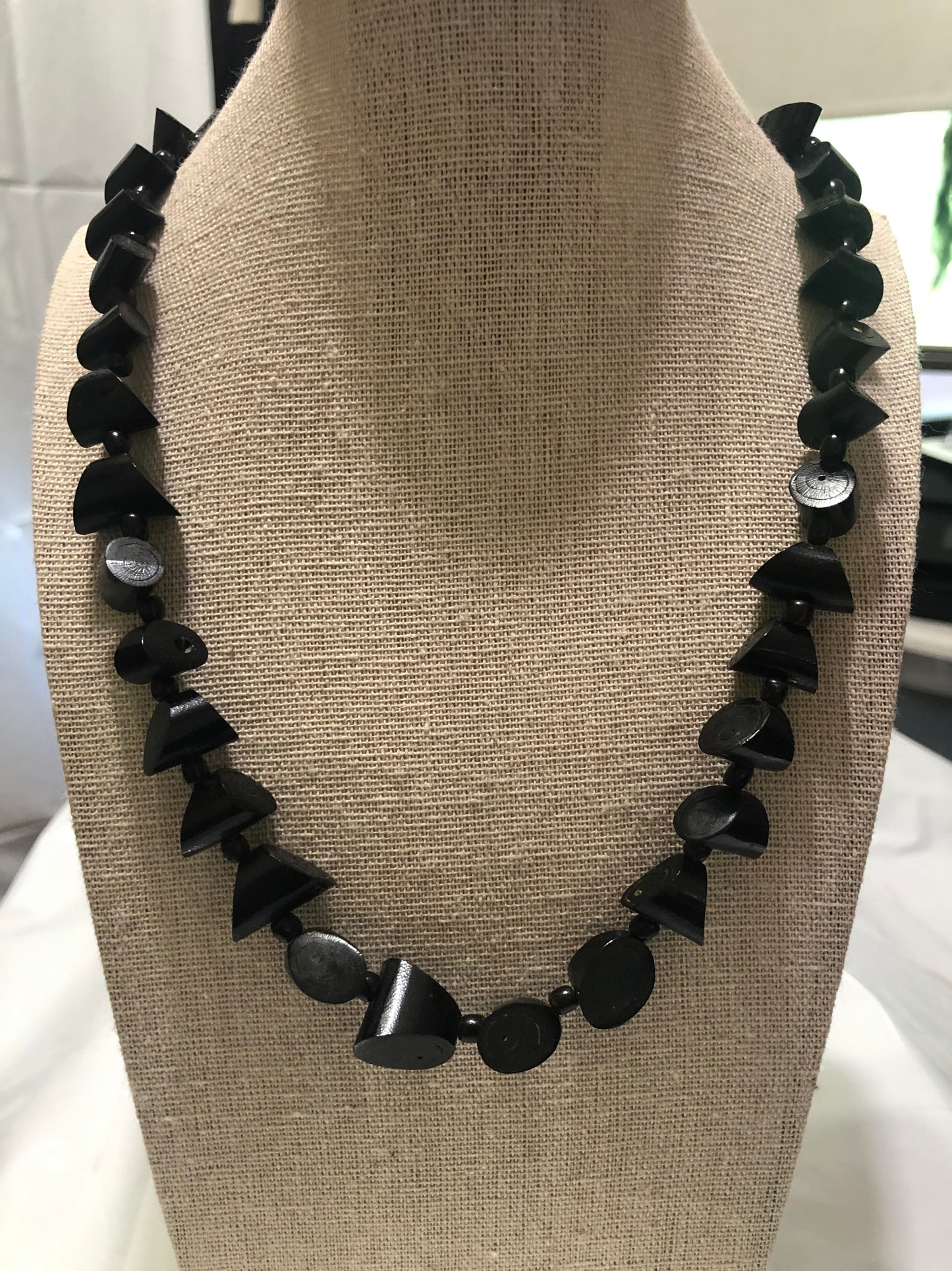 Beaded Black Necklace - 30"