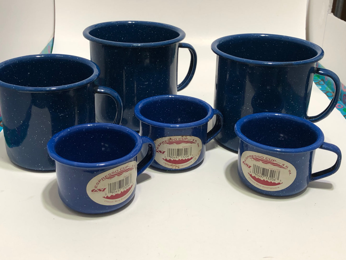 Blue Enamelware Coffee Cups Vintage