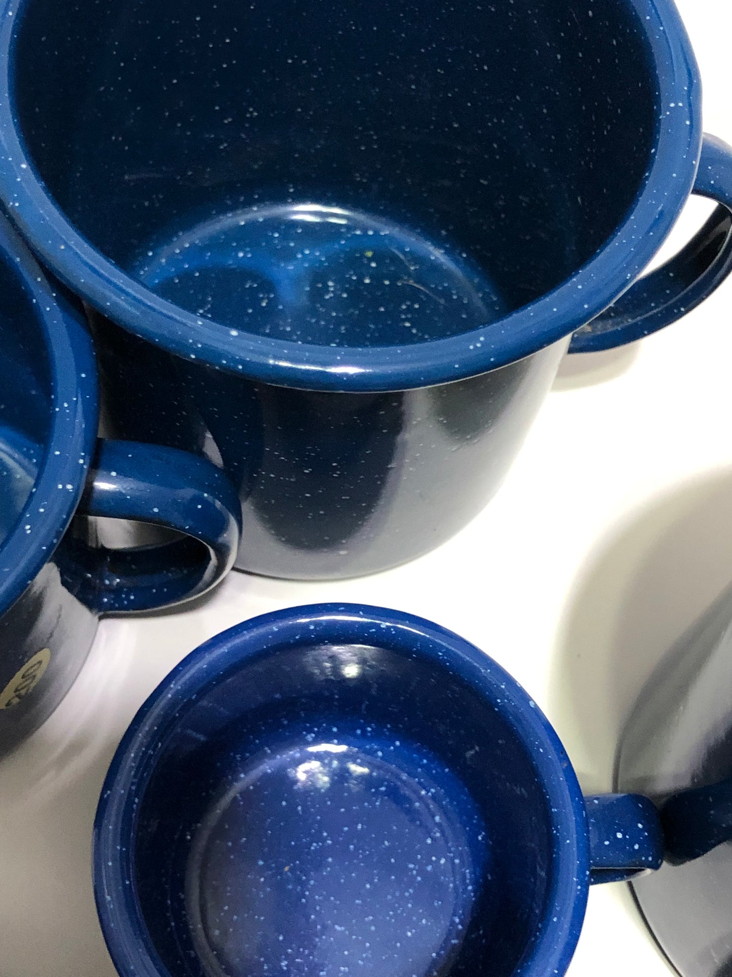 Blue Enamelware Coffee Cups Vintage