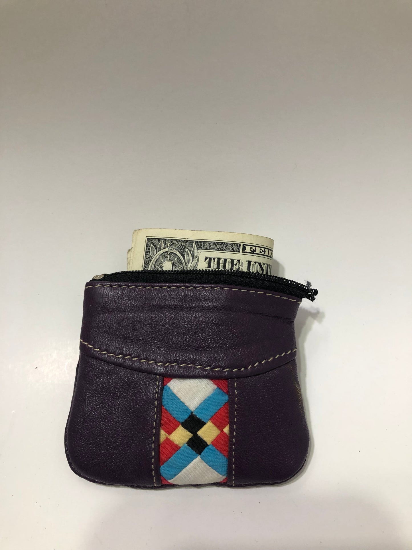 Leather Coin Purse with Aztec Design