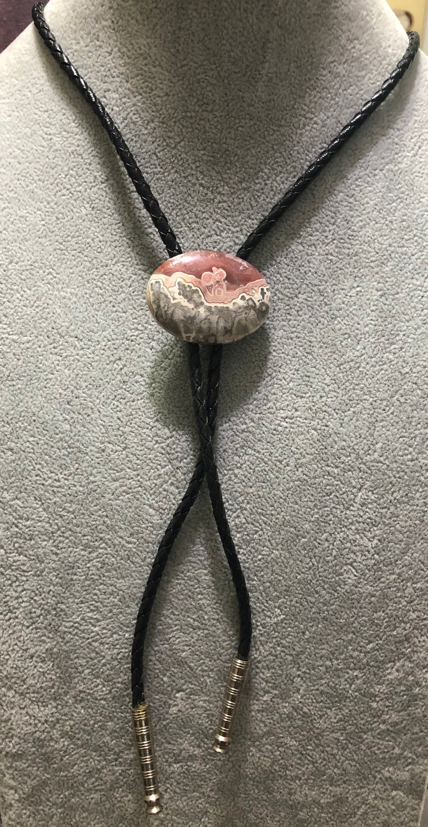 Silver and Lace Agate Lariat