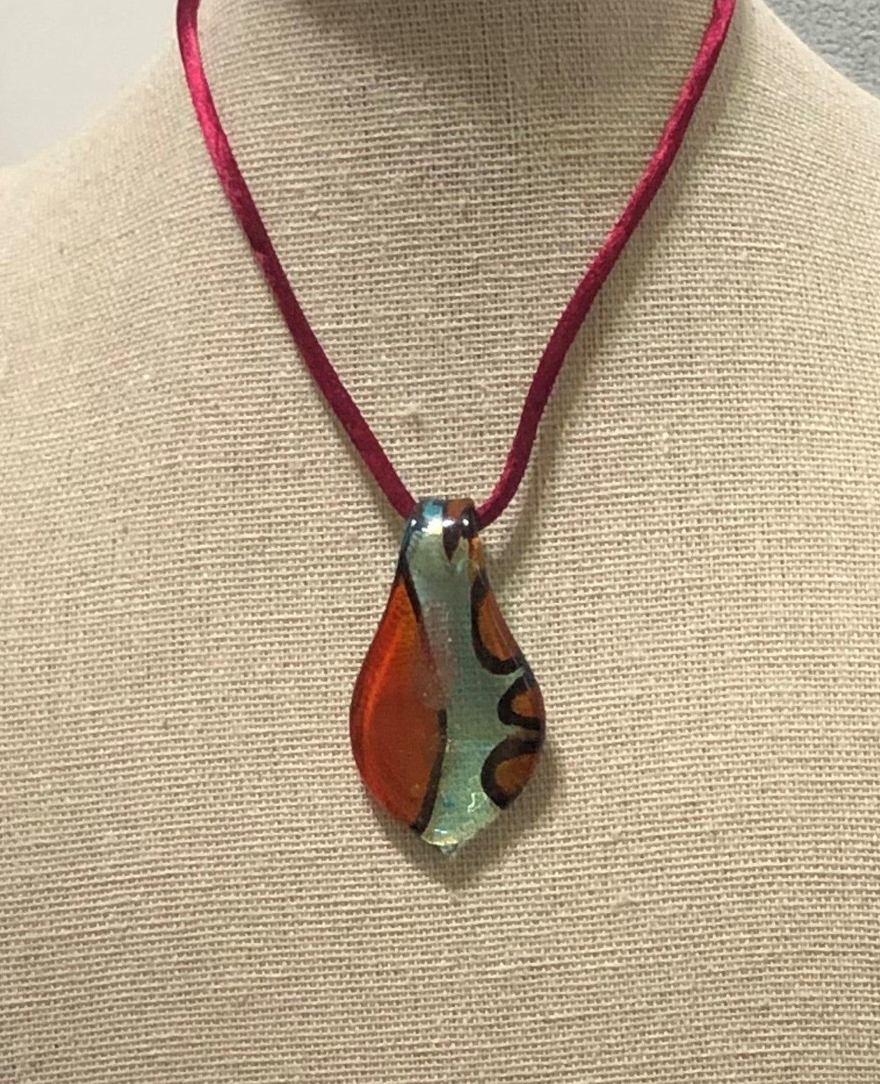 Dichronic Glass Pendant Burnt Orange Black and Gold