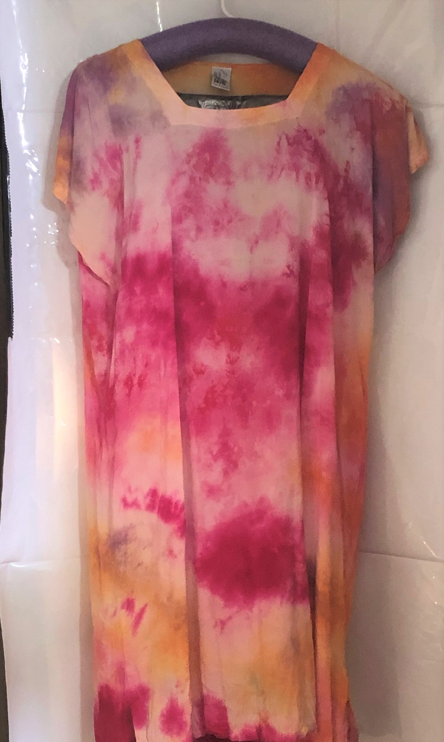 Tie Dyed! 100% Rayon Dress Capped Sleeves