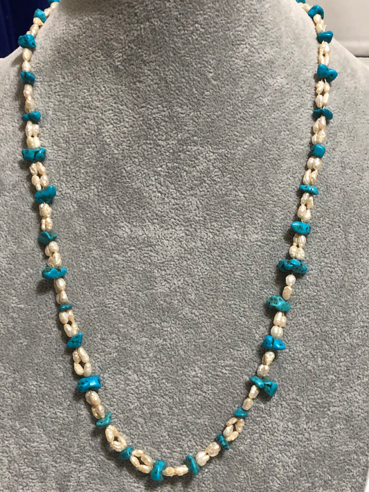 Freshwater Pearls and Turquoise Necklace