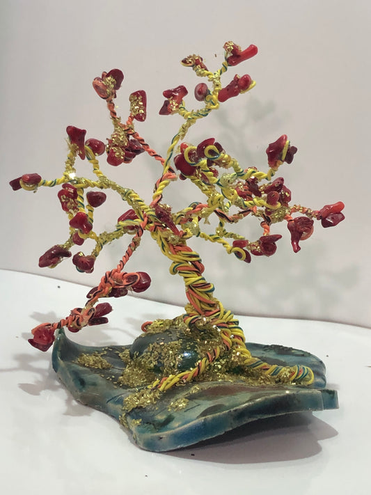 Gem Tree on a Raku Slab