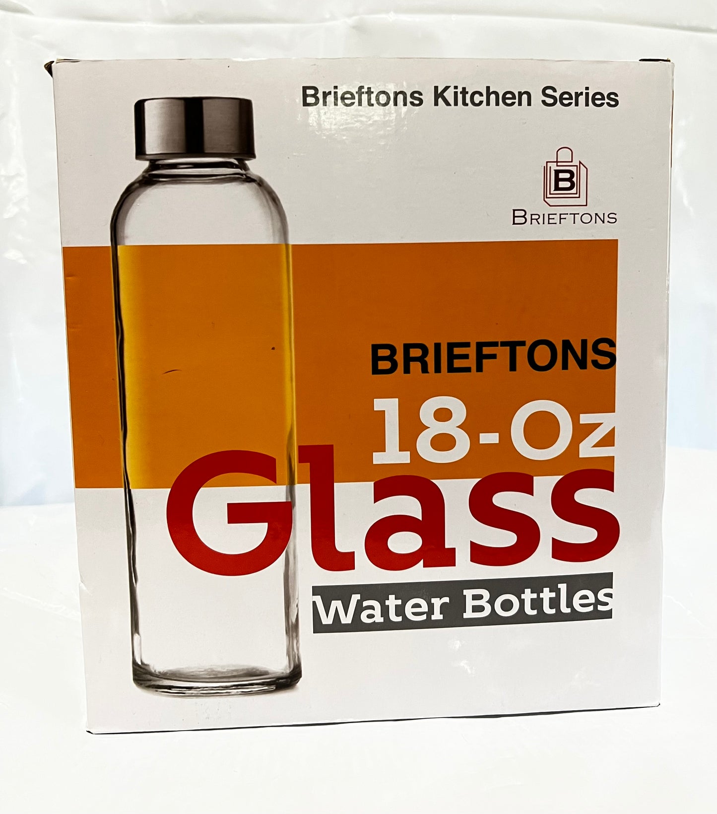 Brieftons 6 Pack of 18 Oz Glass Bottles with Lids Reusable Refillable Water Bottle for Juicing