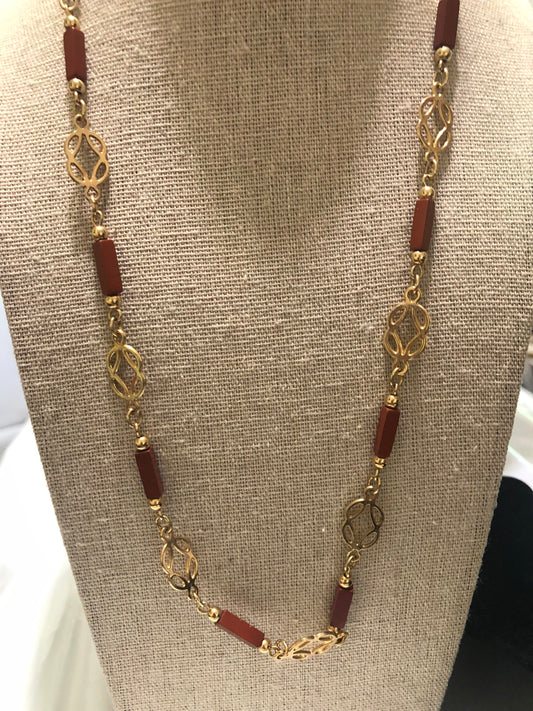 Gold & Jasper Jade Necklace - 30 inches