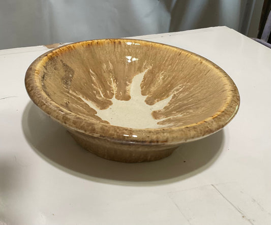 Shallow Two Toned Pottery Brown Bowl