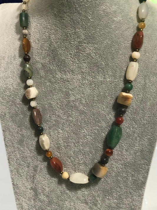 Multi Stone Various sizes and shapes Beaded Necklace