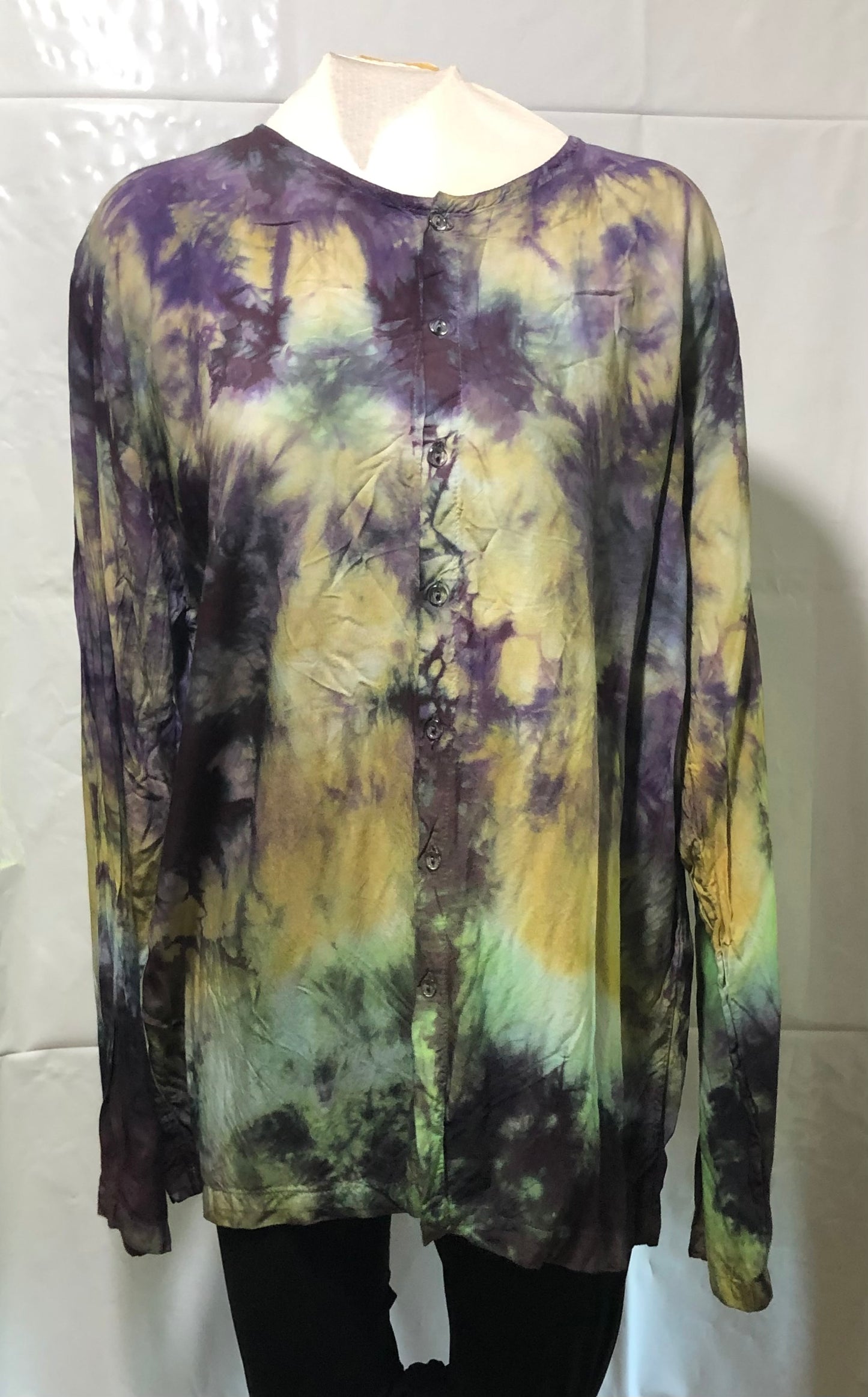 Button up Long-sleeve shirt - 100% Rayon Tie Dyes