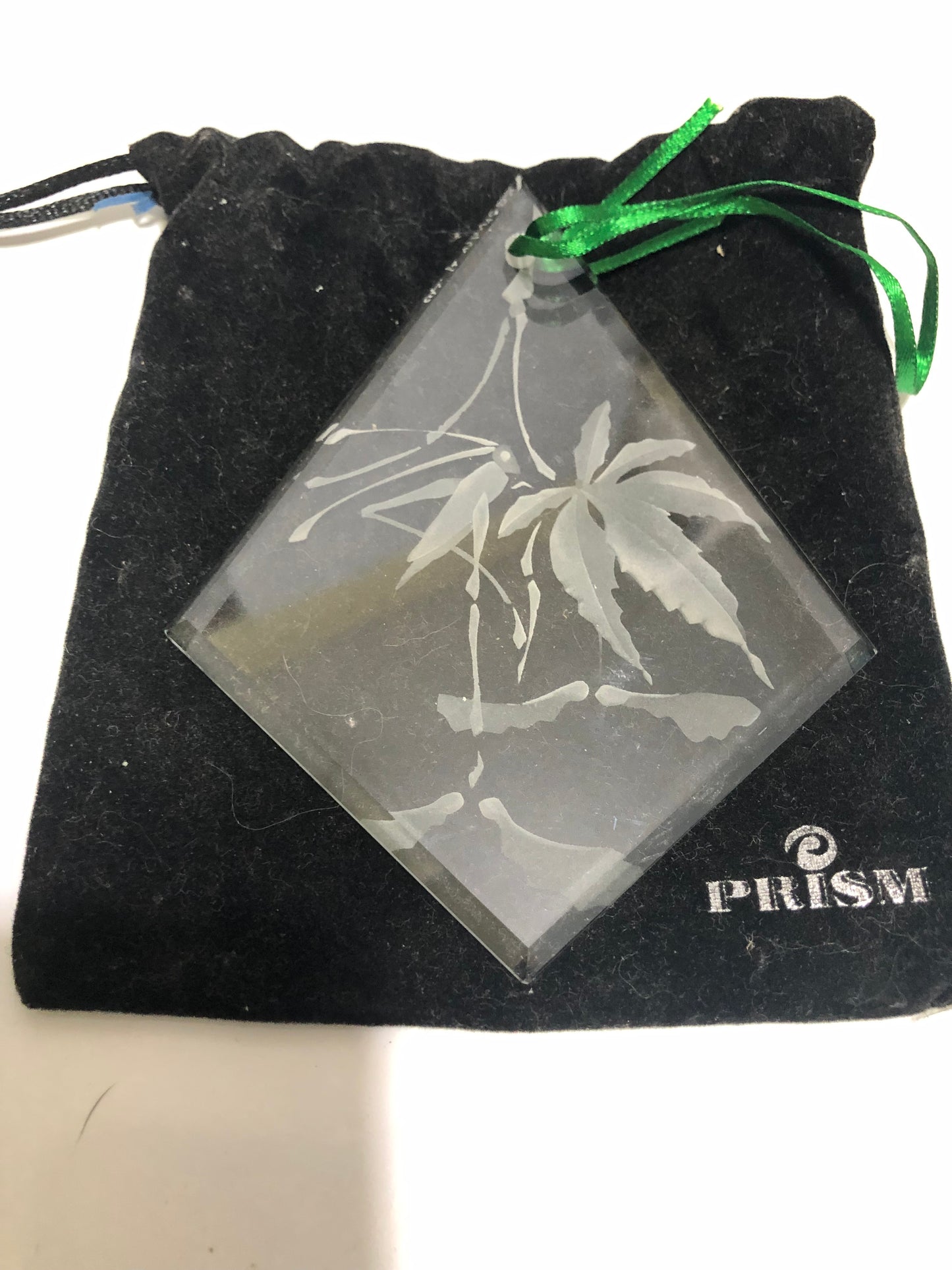 Etched Glass - Japanese Maple Leafe with Cricket Pendant - Kathy Barnes Studio