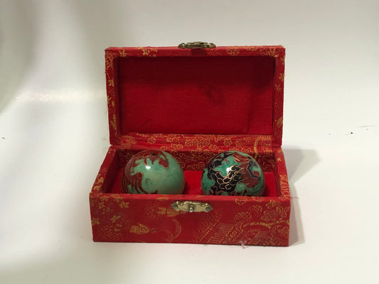 Chinese Dragon Musical Worry or Stress Balls (2) in Vintage Tapestry Box.