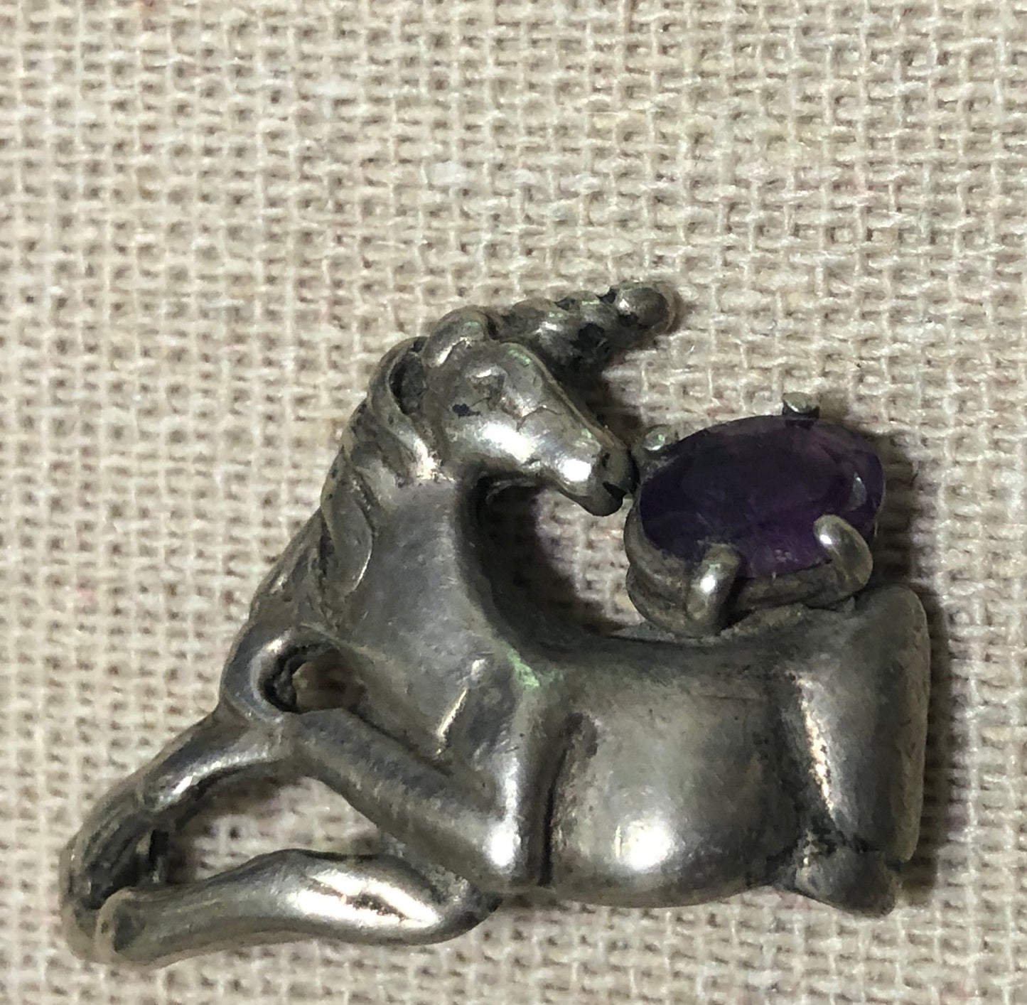 Silver and Amethyst Unicorn Pendant