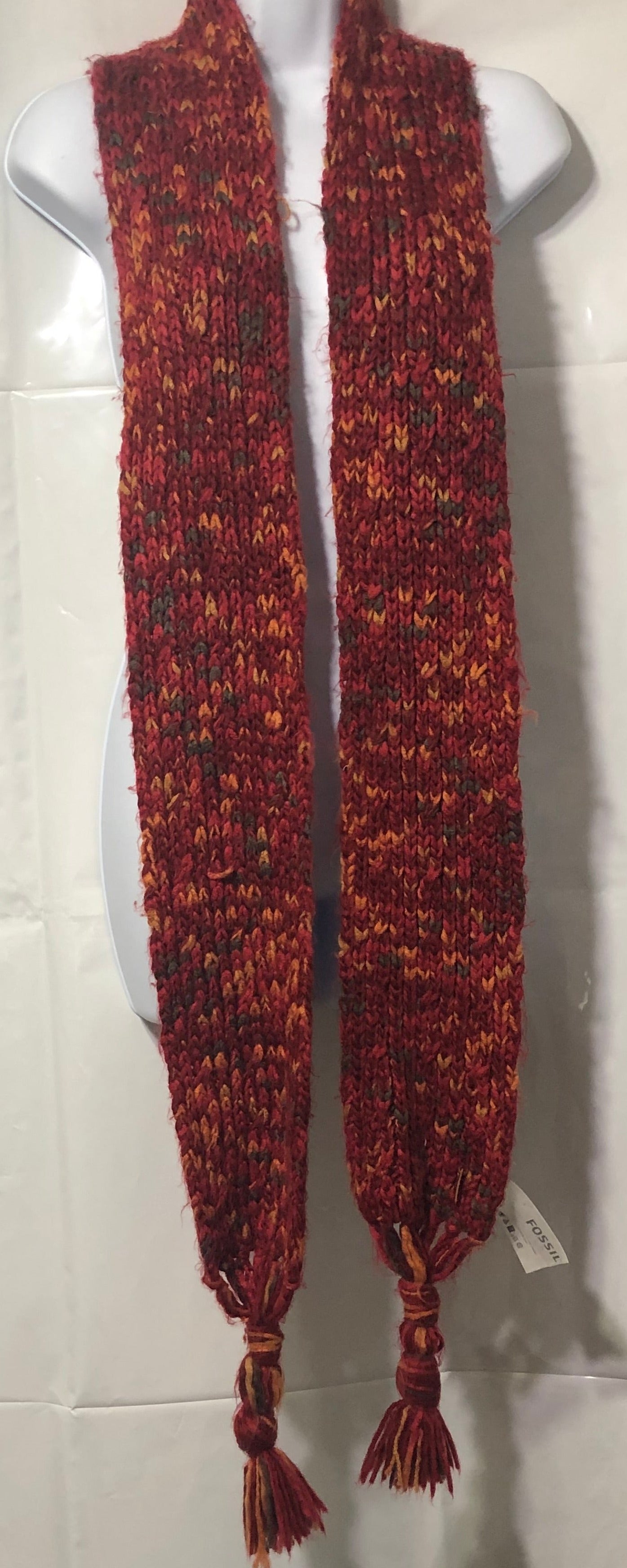 Fossil Scarf 94" Long x 5" wide - Burnt Orange colors