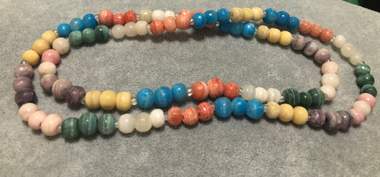 Painted Agate Bead Necklace - 32 inches