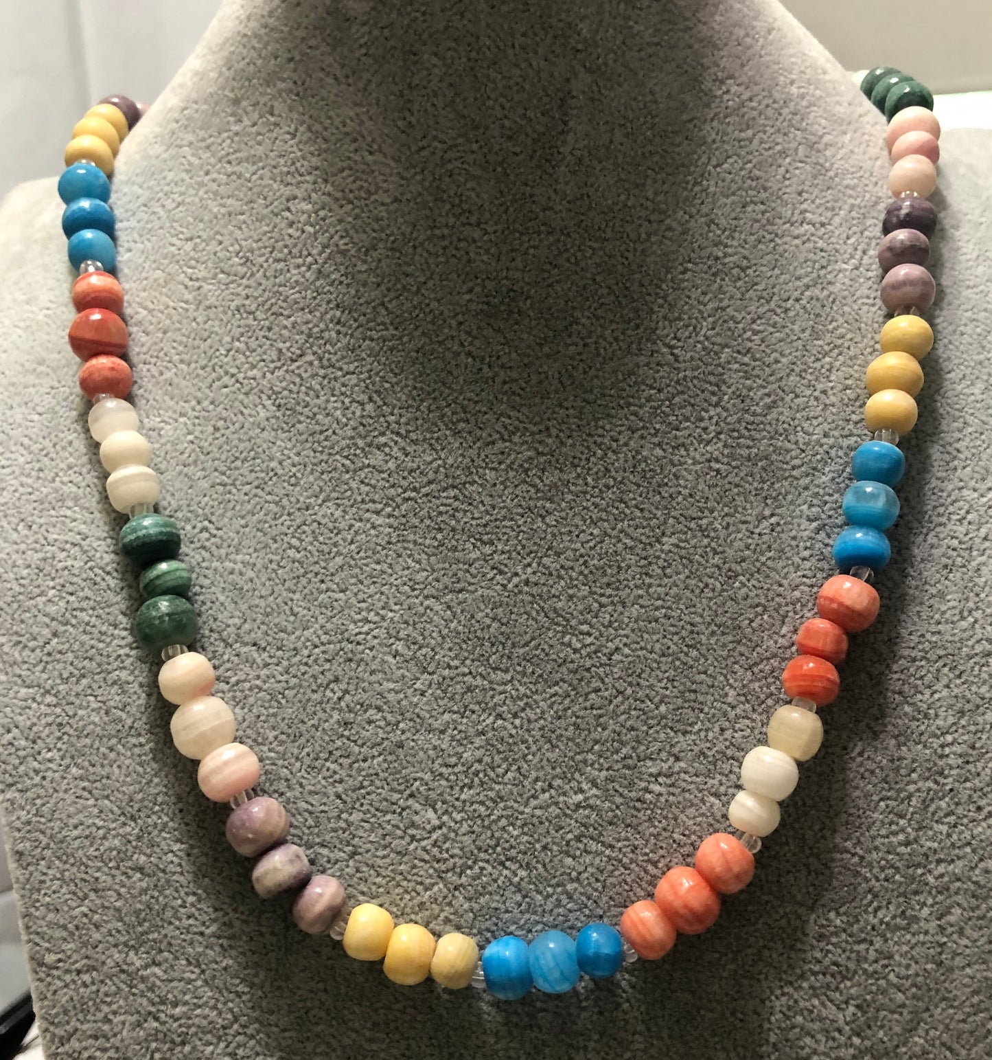 Painted Agate Bead Necklace - 32 inches