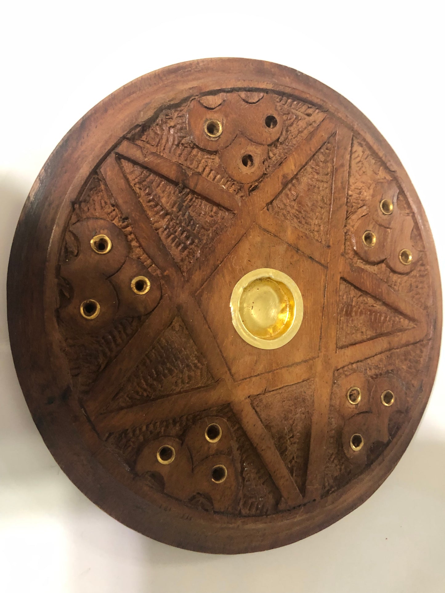 Wood and Brass Incense Burner