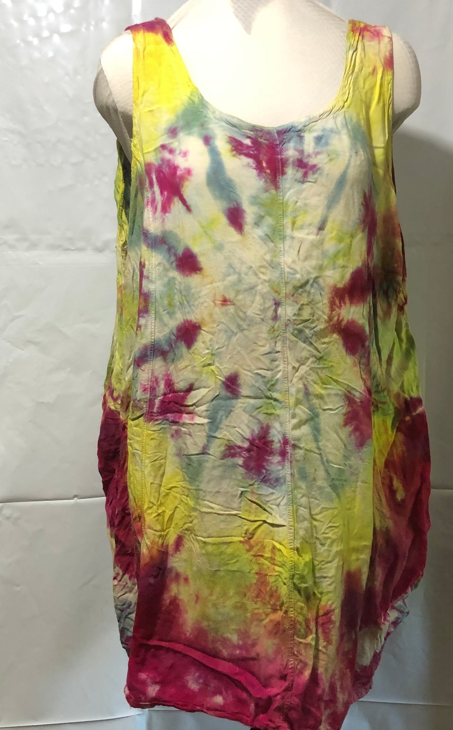 Rayon Tank Short Dress or Top with Ties in the back -  Tie Dyed - Hippie/Boho