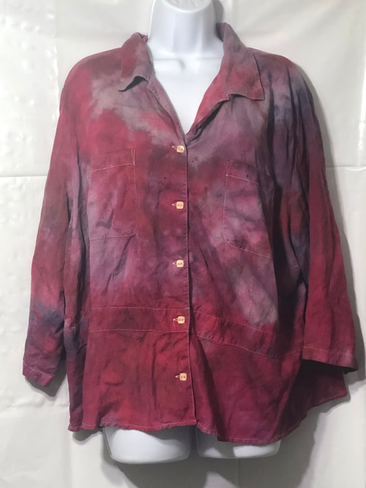 Upcycled Dress Shirt - Notations Silk Woman XL 100% Silk