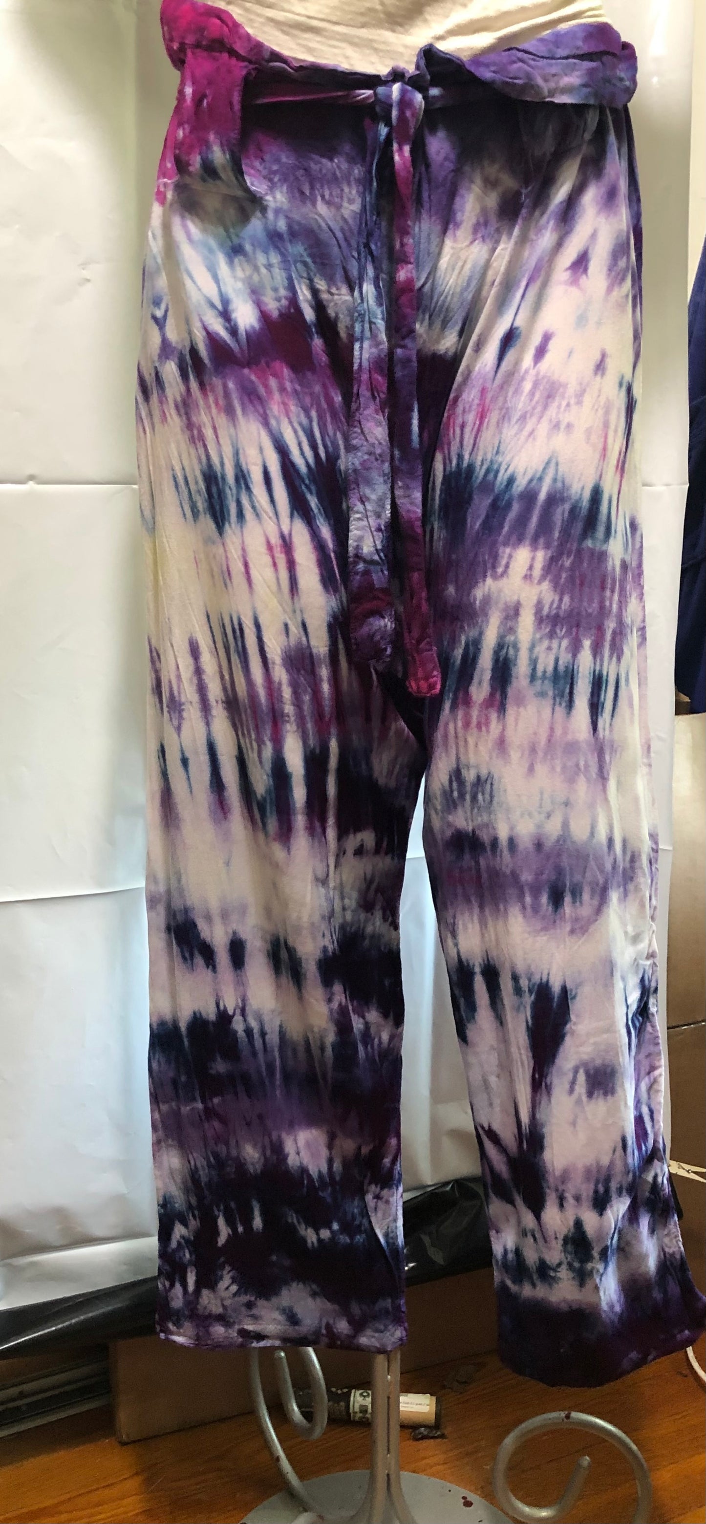 Pants Belted Waist with belt - Tie Dyed