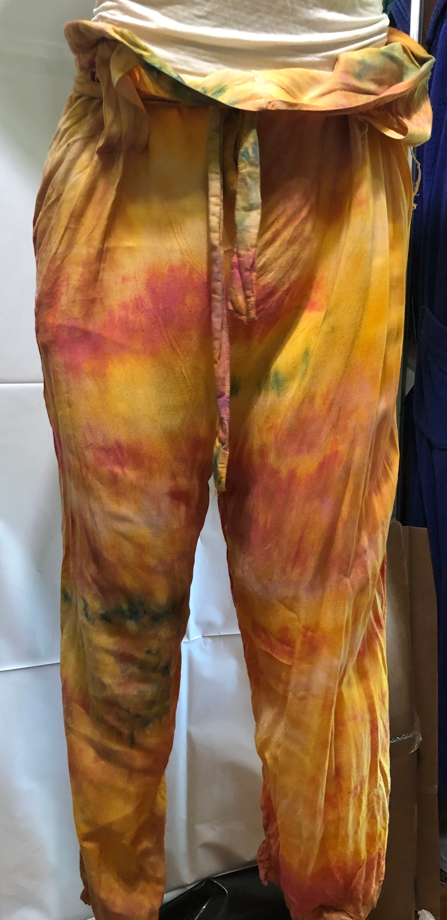 Pants Belted Waist with belt - Tie Dyed