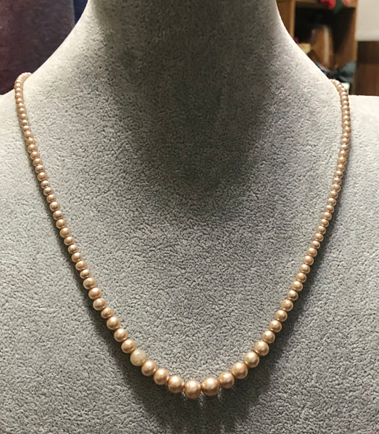 Pearl Necklace with Rhinestone Closure Vintage