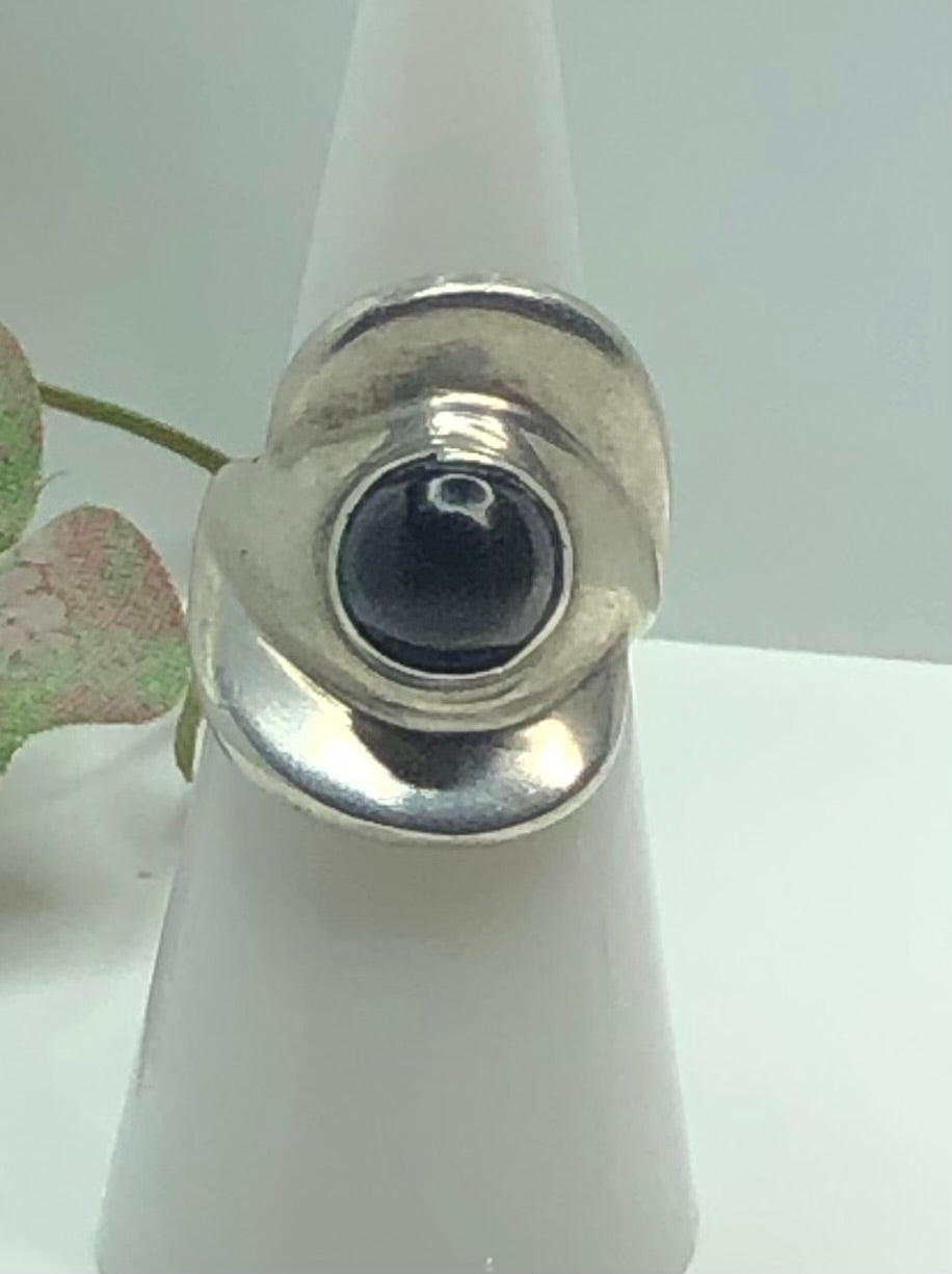 Silver Ring with a Black Onyx Stone Vintage