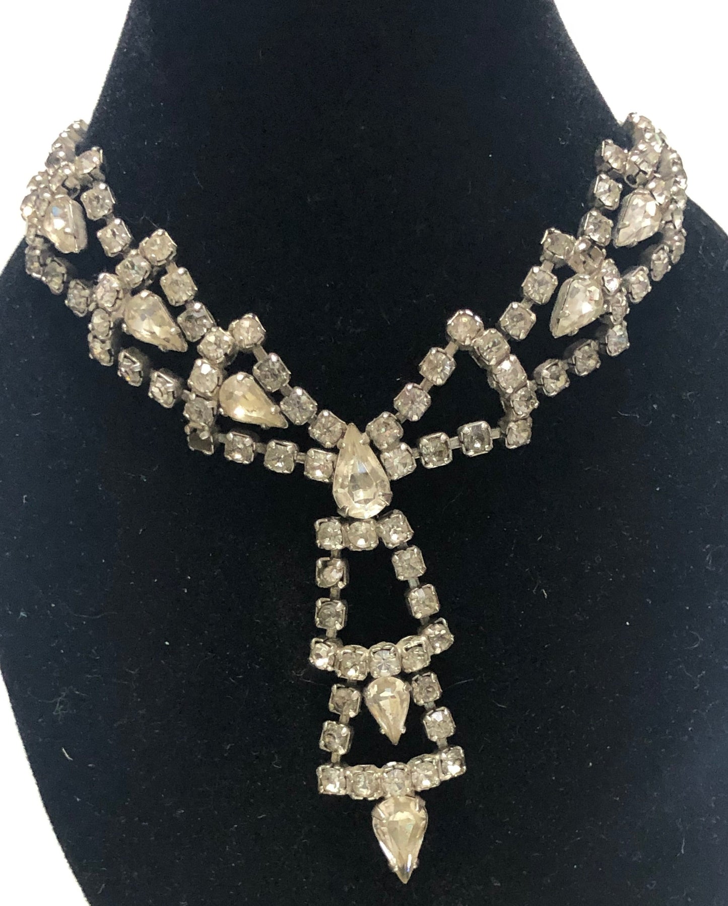 Rhinestone and Silver Necklace Vintage